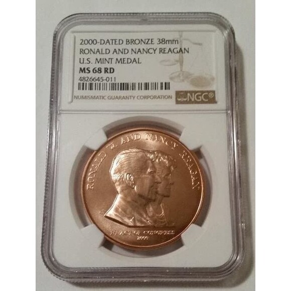 2000 Ronald and Nancy Reagan U.S. Mint Bronze Medal MS68 RED NGC - Picture 1 of 2